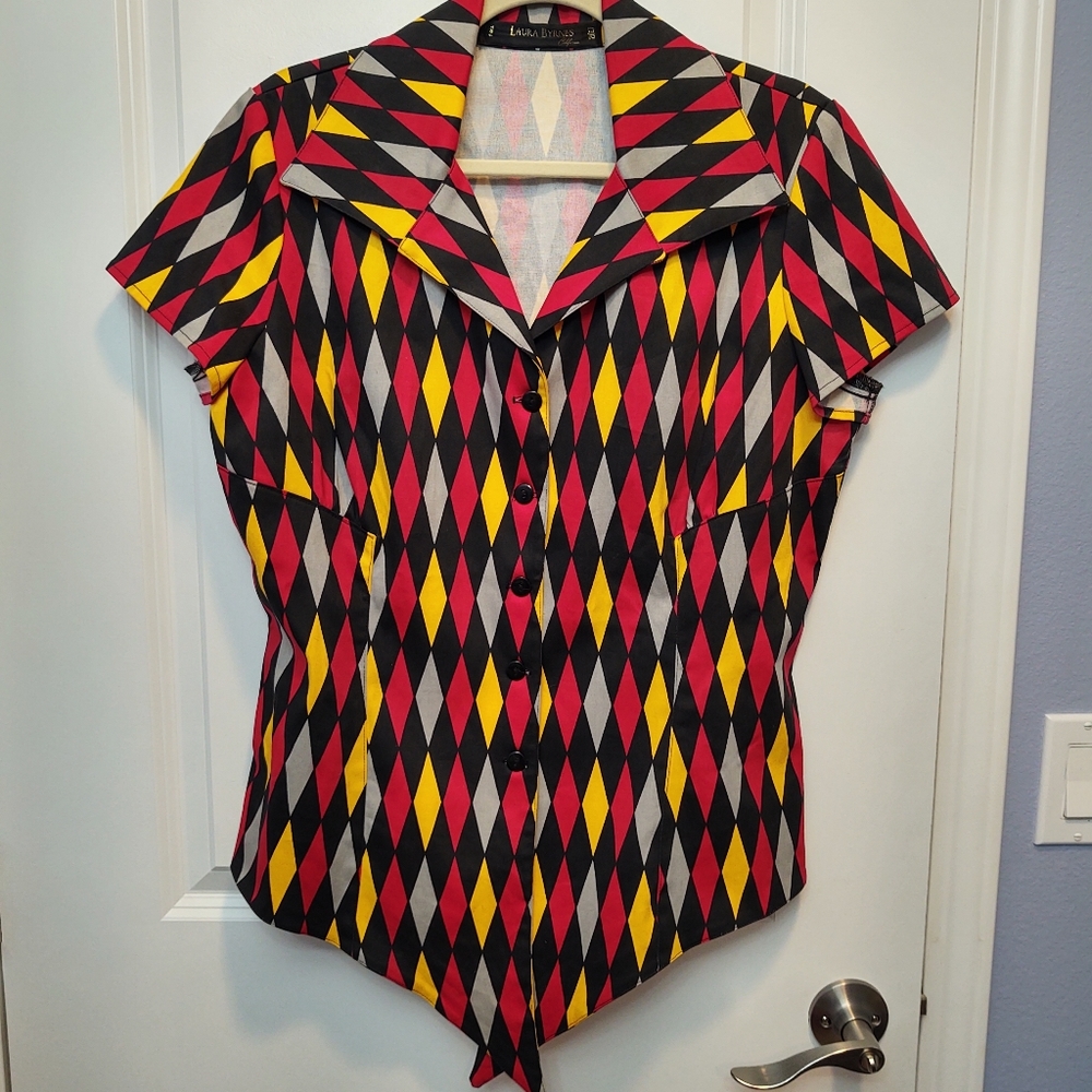 Pinup Girl Ridley Top in Red House Harlequin